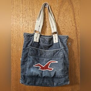 Hollister Corduroy Tote Bag with Red Logo